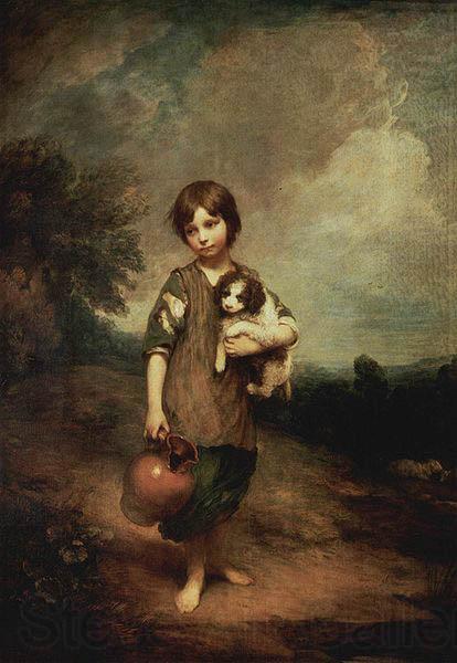 Thomas Gainsborough Dorfmadchen mit Hund und Henkelkrug France oil painting art